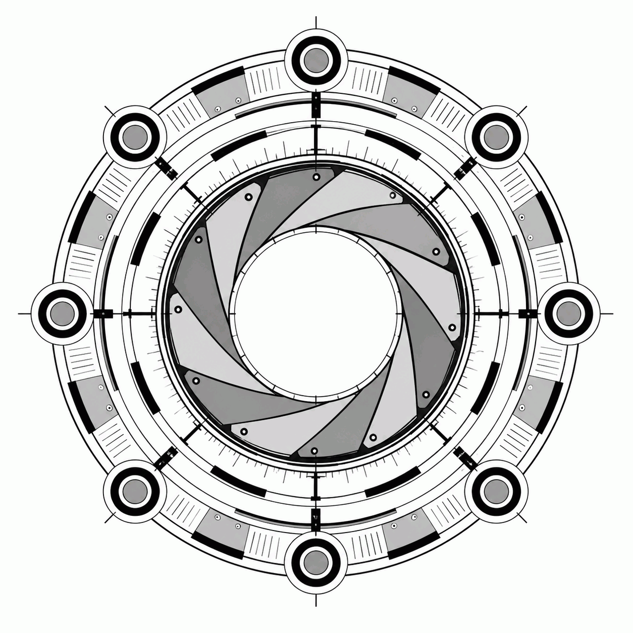 Monochrome Aperture Array target with repeated aiming references