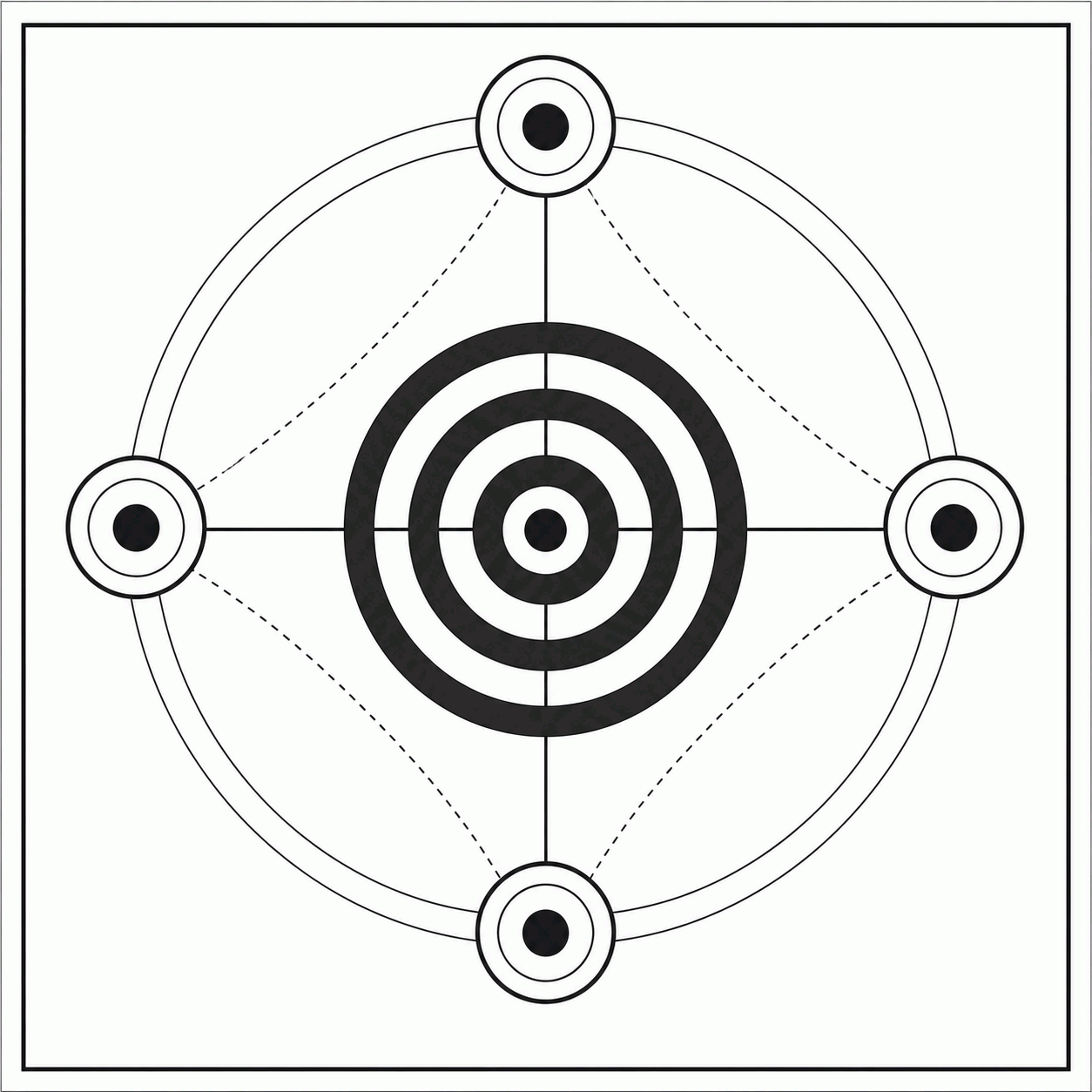 Grayscale arc relay target with layered aiming points